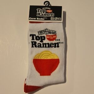 NEW WITH TAGS TOP RAMEN RED, WHITE, YELLOW CREW SOCKS